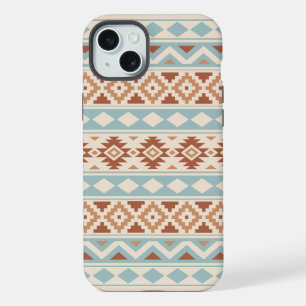 Aztec Essence Ptn IIIb Blue Terracottas Cream iPhone 15 Plus Case