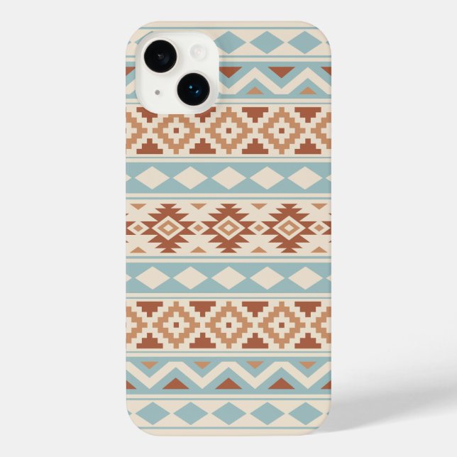 Aztec Essence Ptn IIIb Blue Terracottas Cream iPhone Case (Back)