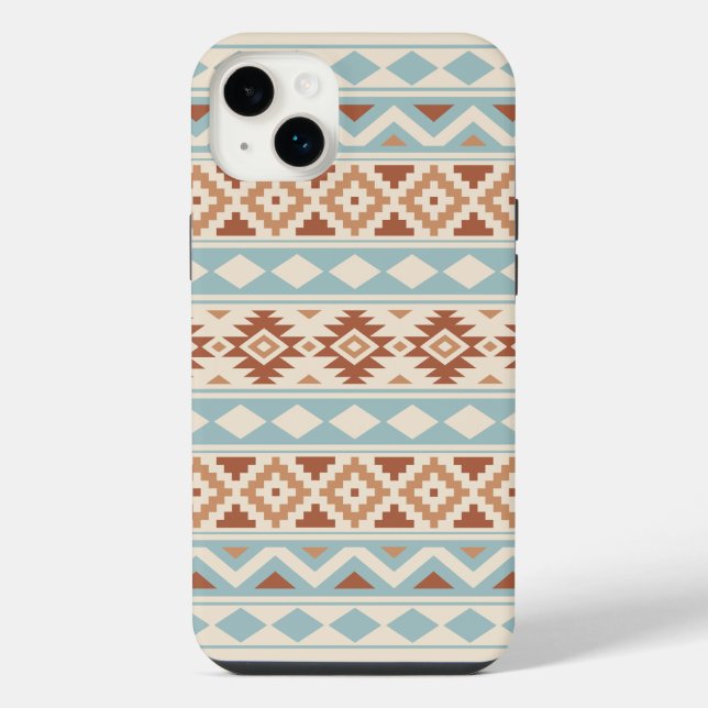 Aztec Essence Ptn IIIb Blue Terracottas Cream iPhone Case (Back)