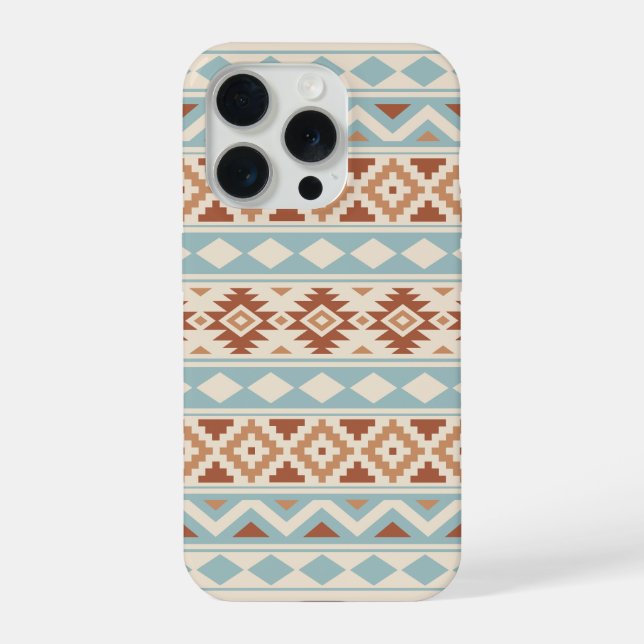 Aztec Essence Ptn IIIb Blue Terracottas Cream iPhone Case (Back)
