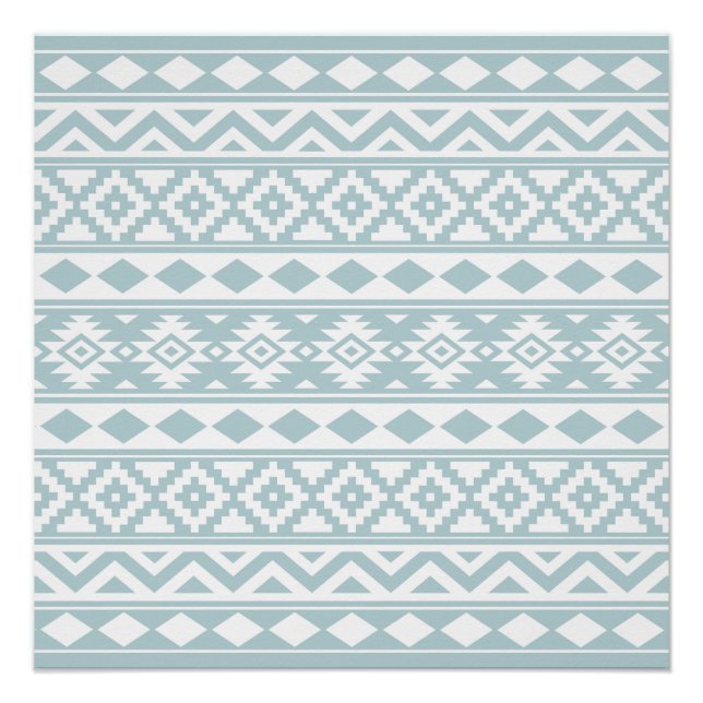 Aztec Essence Ptn IIIb Duck Egg Blue & White Poster (Front)