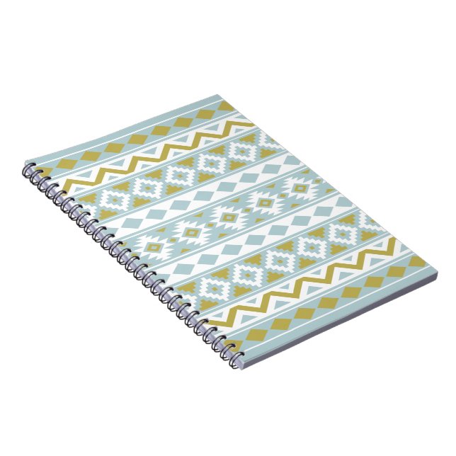 Aztec Essence Ptn IIIb Gold White & Duck Egg Blue Notebook (Right Side)