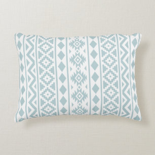Aztec Essence (v) Ptn III Duck Egg Blue on White Decorative Cushion
