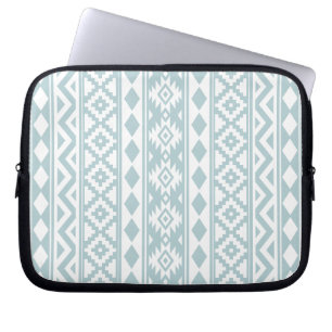 Aztec Essence V Ptn IIIb Duck Egg Blue & White Laptop Sleeve