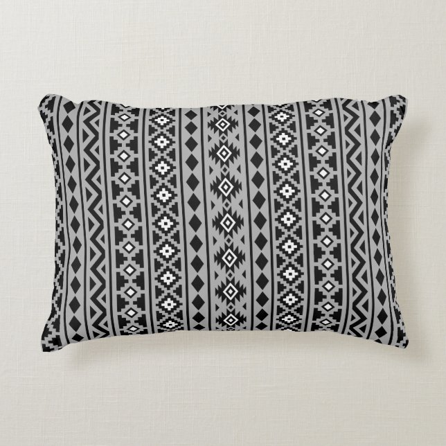 Aztec Essence Vertical Ptn II Black White Grey Decorative Cushion (Front)