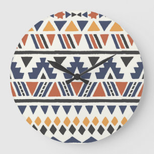 Aztec Ethnic: Hand Drawn Seamless Large Clock