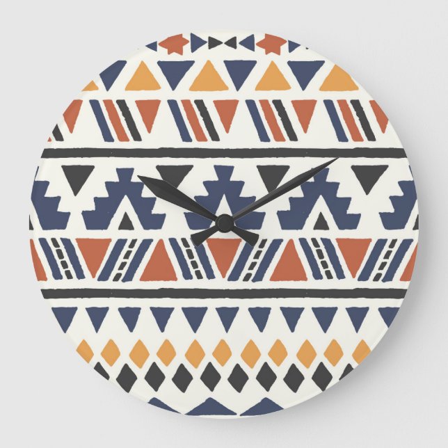 Aztec Ethnic: Hand Drawn Seamless Large Clock (Front)
