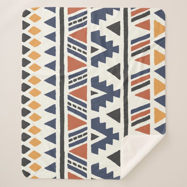 Aztec Ethnic: Hand Drawn Seamless Sherpa Blanket (Front)