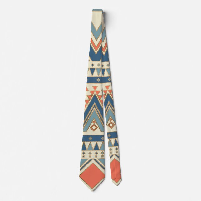 Aztec Ethnic Pattern Art Tie (Front)