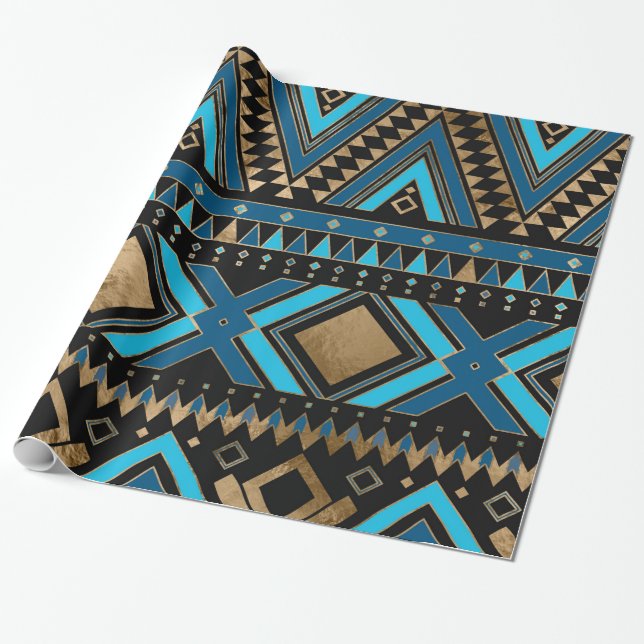 Aztec Ethnic Pattern Art Wrapping Paper (Unrolled)