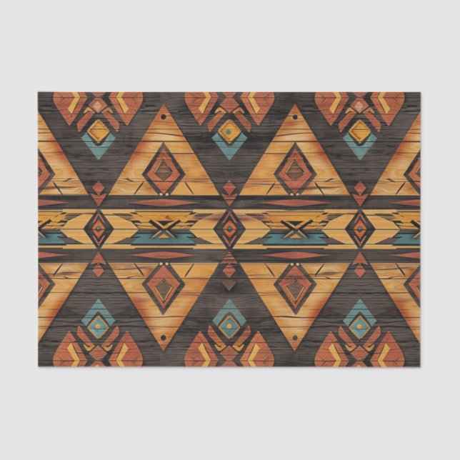 Aztec Faux wood tile pattern decoupage  Tissue Paper (Front)