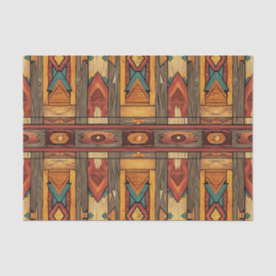Aztec Faux wood tile pattern decoupage Tissue Paper