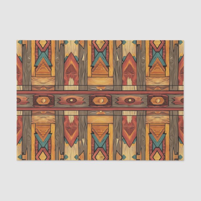 Aztec Faux wood tile pattern decoupage  Tissue Paper (Front)