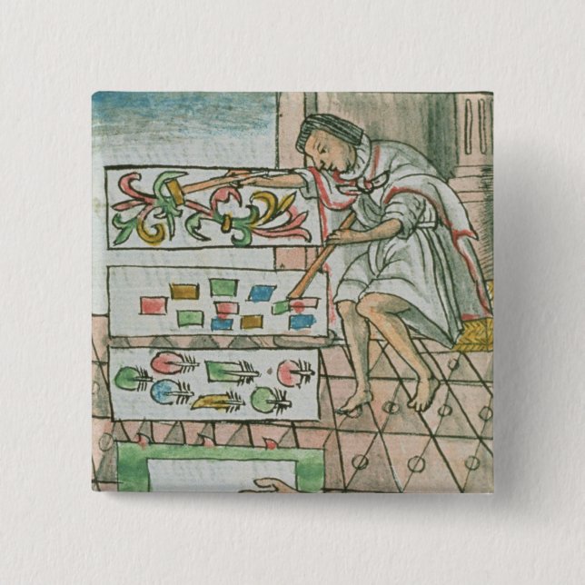 Aztec feather artisan 15 cm square badge (Front)