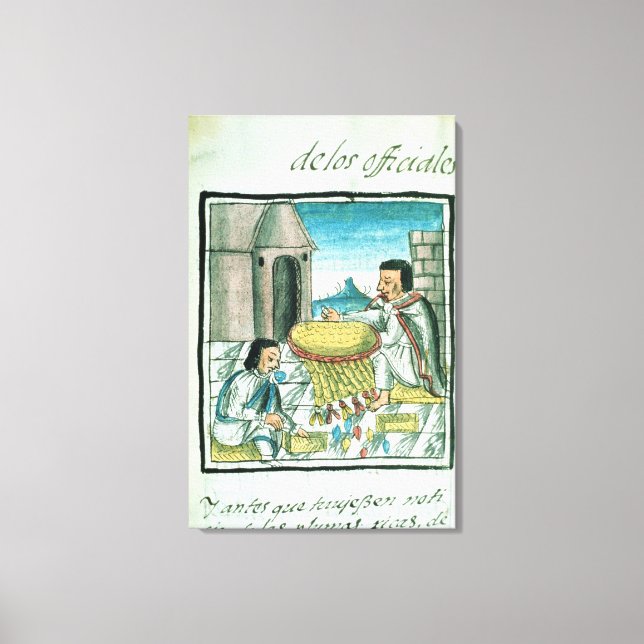 Aztec feather artisans at work canvas print (Front)