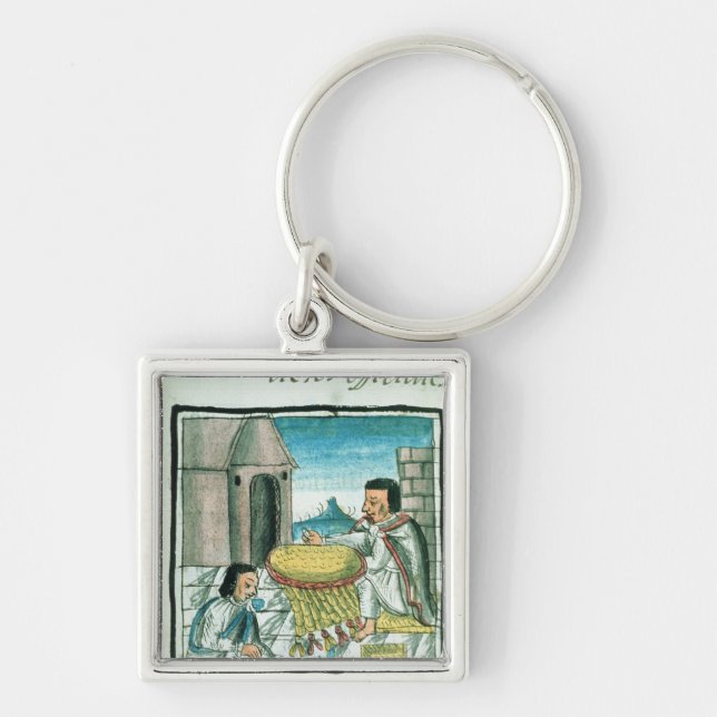 Aztec feather artisans at work key ring (Front)