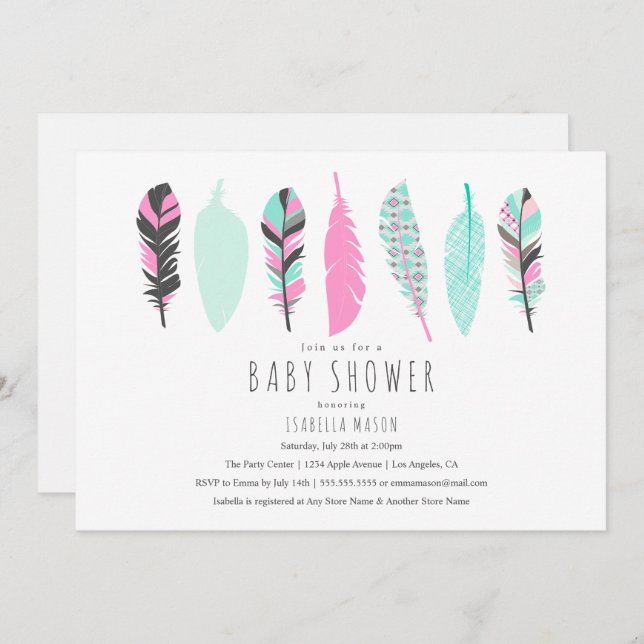 Aztec Feathers | Baby Shower Invitation (Front/Back)