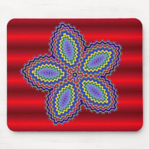 Aztec Flower w/Vibrant Red Background Mouse Mat