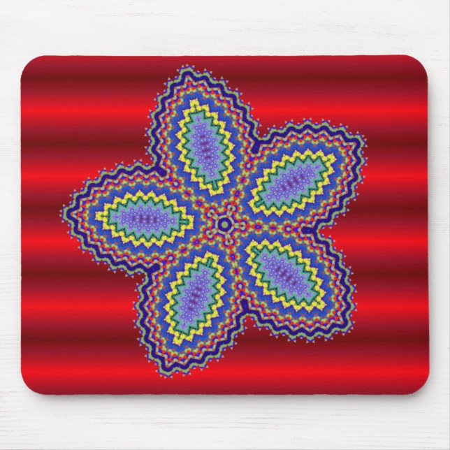 Aztec Flower w/Vibrant Red Background Mouse Mat (Front)