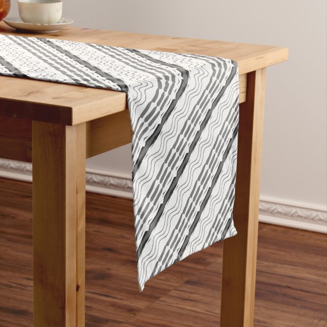 Aztec Geometric Abstract Pattern Long Table Runner (In Situ)