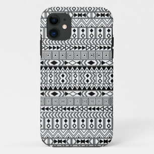 Aztec Geometric Black  pattern on White iPhone 11 Case