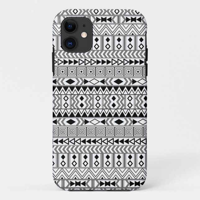 Aztec Geometric Black  pattern on White Case-Mate iPhone Case (Back)