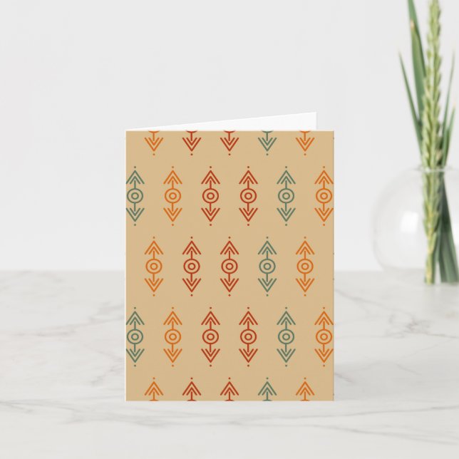 Aztec Geometric Blue And Orange Tribal Southwester Card (Front)