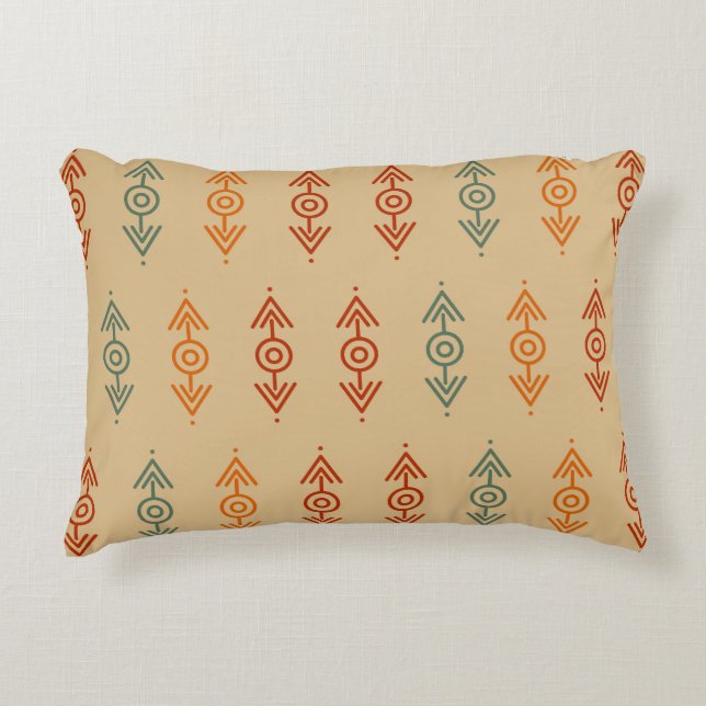 Aztec Geometric Blue And Orange Tribal Southwester Decorative Cushion (Front)