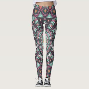 Aztec Geometric: Colorful Circle Pattern Leggings