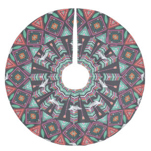 Aztec Geometric: Colourful Circle Pattern Brushed Polyester Tree Skirt