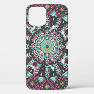 Aztec Geometric: Colourful Circle Pattern iPhone 12 Case