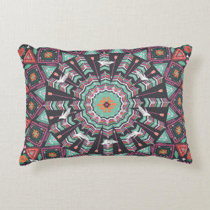 Aztec Geometric: Colourful Circle Pattern Decorative Cushion