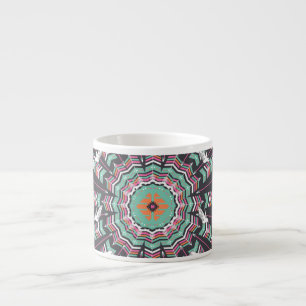 Aztec Geometric: Colourful Circle Pattern Espresso Cup