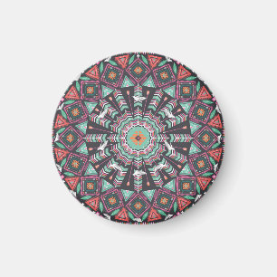 Aztec Geometric: Colourful Circle Pattern Magnet