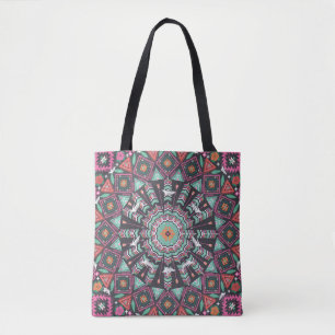 Aztec Geometric: Colourful Circle Pattern Tote Bag