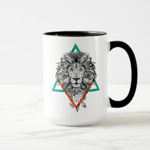 Aztec Geometric Lion Portrait Mug