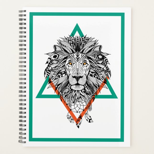 Aztec Geometric Lion Portrait Planner (Front)