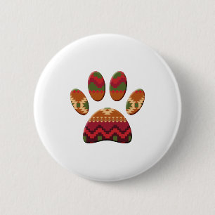 Aztec Geometric Pattern Art Dog Paw Print 6 Cm Round Badge