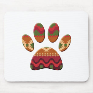 Aztec Geometric Pattern Art Dog Paw Print Mouse Mat