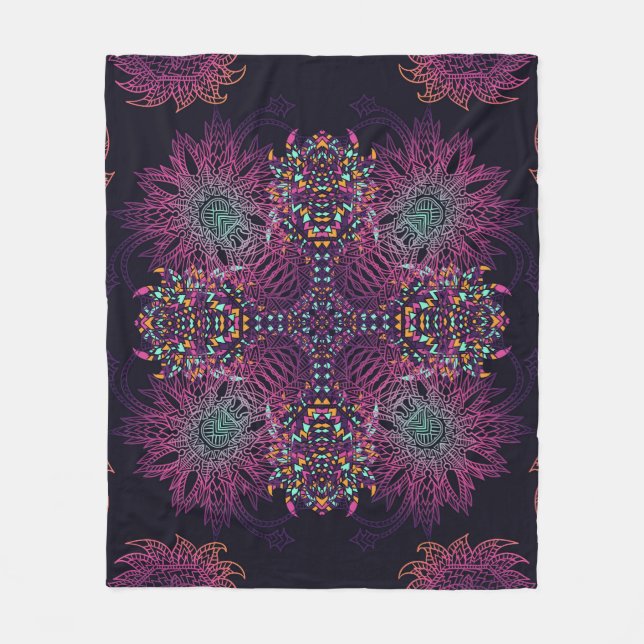 Aztec geometric, vintage seamless pattern. fleece blanket (Front)