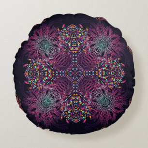 Aztec geometric, vintage seamless pattern. round cushion