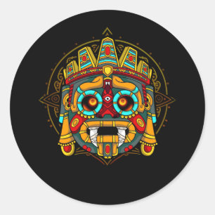 Aztec God Tlaloc Mayan Mythology Deity Mexican Her Classic Round Sticker