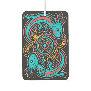 Aztec God Xolotl Fighting Jaguar Battle Tribal Art Car Air Freshener