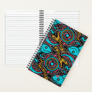 Aztec God Xolotl Fighting Jaguar Battle Tribal Art Notebook