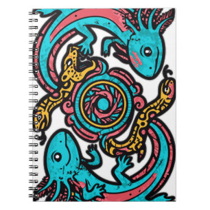 Aztec God Xolotl Fighting Jaguar Battle Tribal Art Notebook