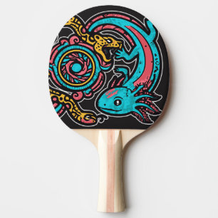 Aztec God Xolotl Fighting Jaguar Battle Tribal Art Ping Pong Paddle