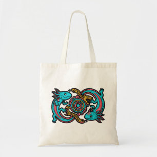 Aztec God Xolotl Fighting Jaguar Battle Tribal Art Tote Bag