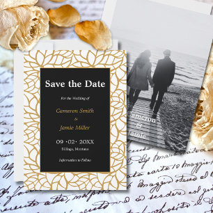 Aztec Gold Colour Foliage Outline Save The Date Invitation