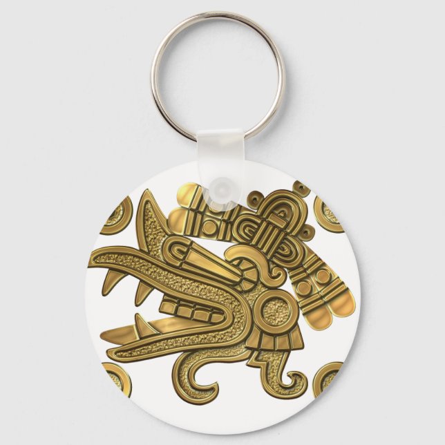 Aztec Gold Ehecatl Key Ring (Front)