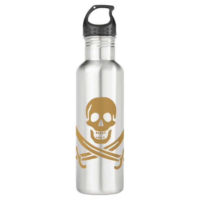 Aztec Gold Skull & Cutlass Pirate Calico Jack 710 Ml Water Bottle (Front)